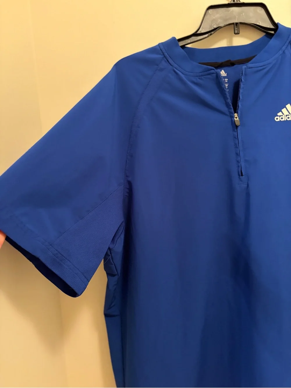 adidas Men's Bright Blue Short Sleeve Half-Zip Performance Windbreaker
